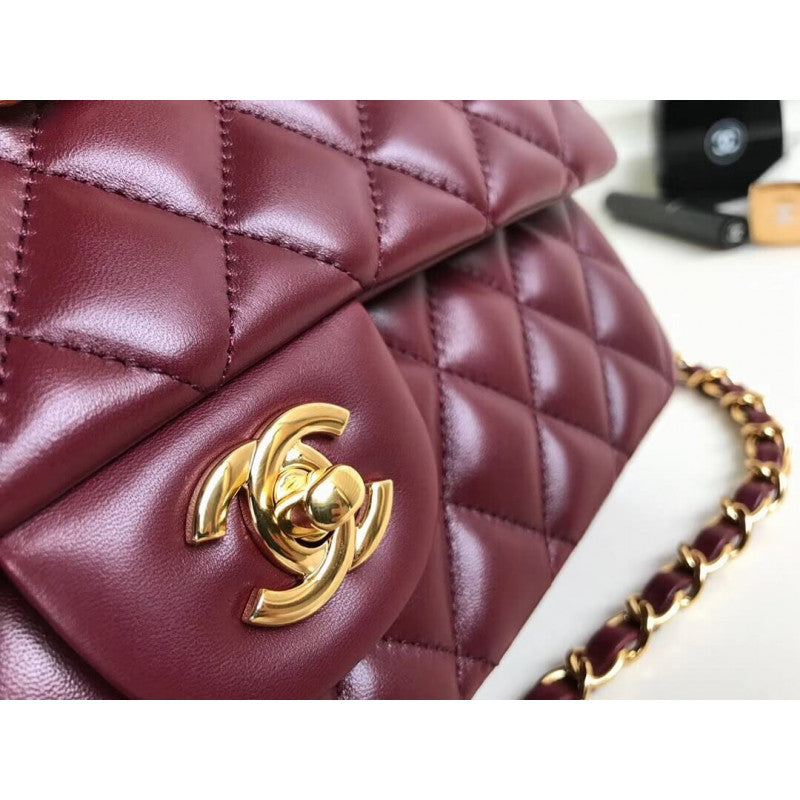 1112 Burgundy Medium Size 2.55 Lambskin Leather Flap Bag