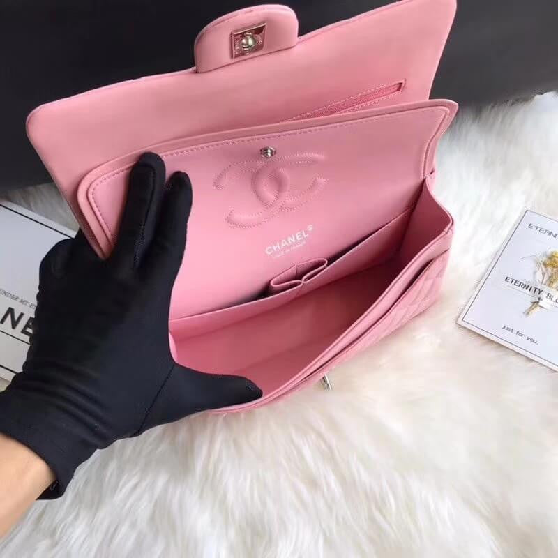 1112 Pink Medium Size 2.55 Lambskin Leather Flap Bag