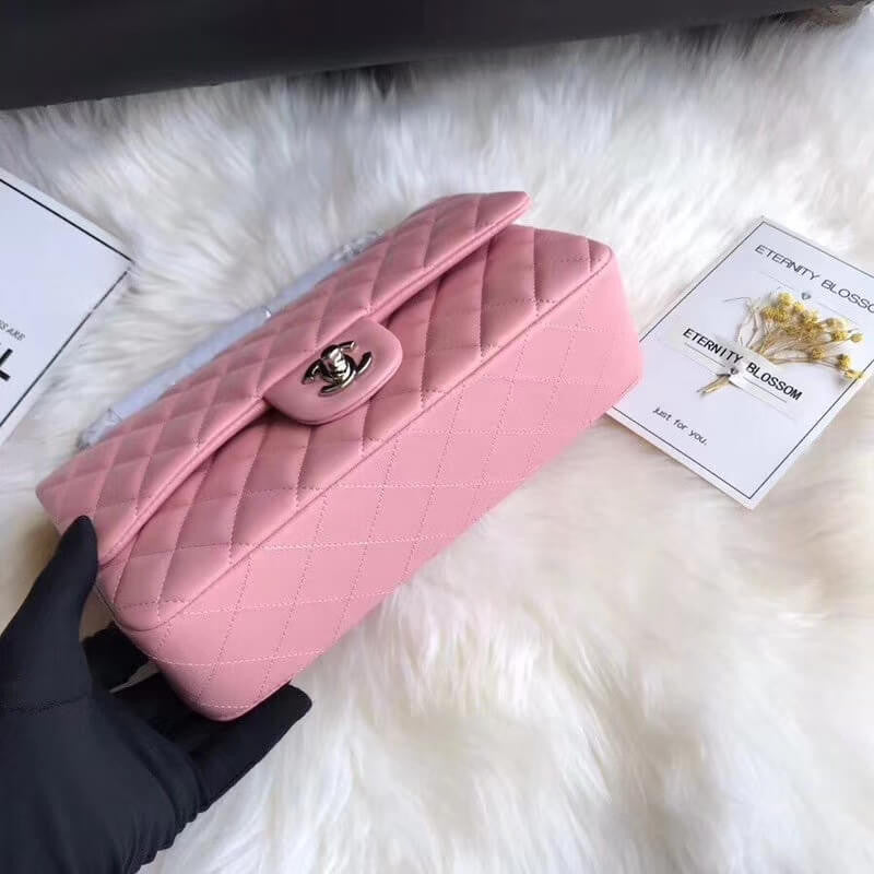 1112 Pink Medium Size 2.55 Lambskin Leather Flap Bag