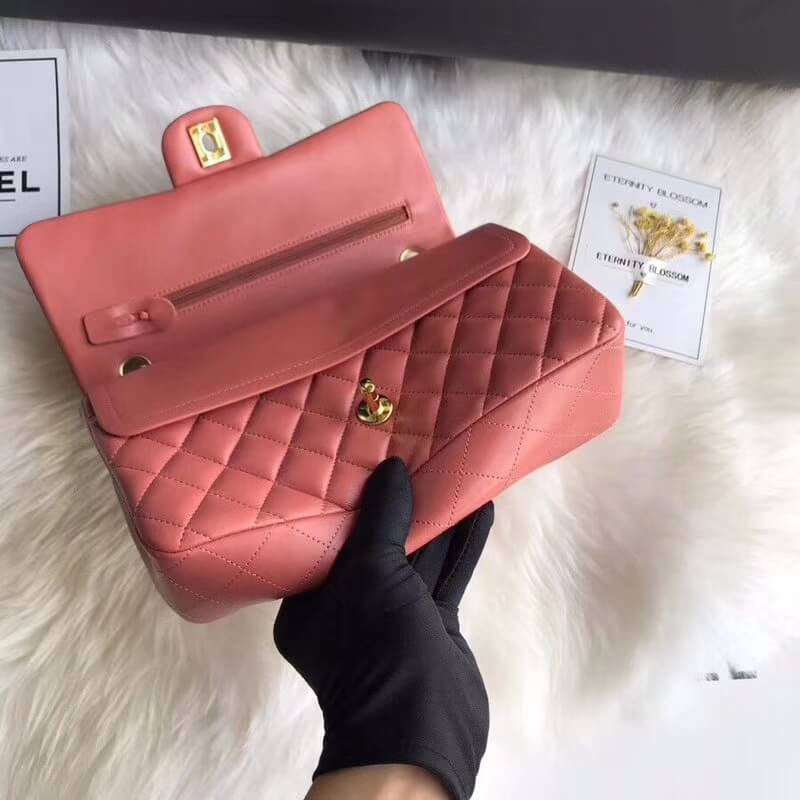 1112 Rose Quartz Medium Size 2.55 Lambskin Leather Flap Bag