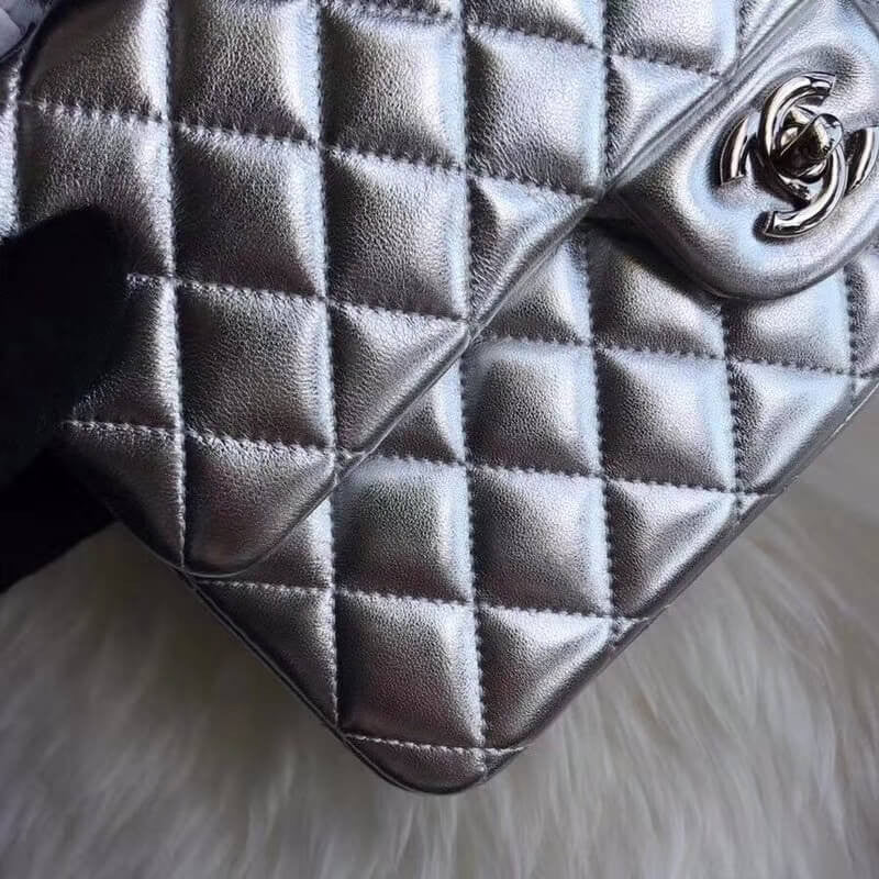 1112 Silver Medium Size 2.55 Lambskin Leather Flap Bag