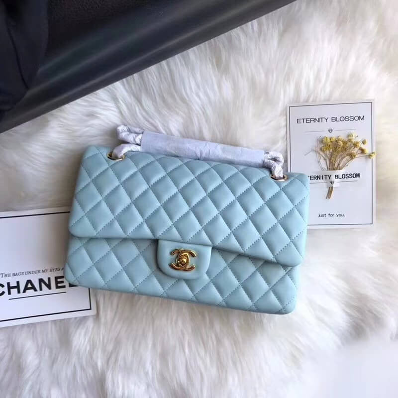 1112 Tiffany Blue Medium Size 2.55 Lambskin Leather Flap Bag